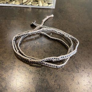 Neutral Rope and Chrome Beaded Wrap Bracelet